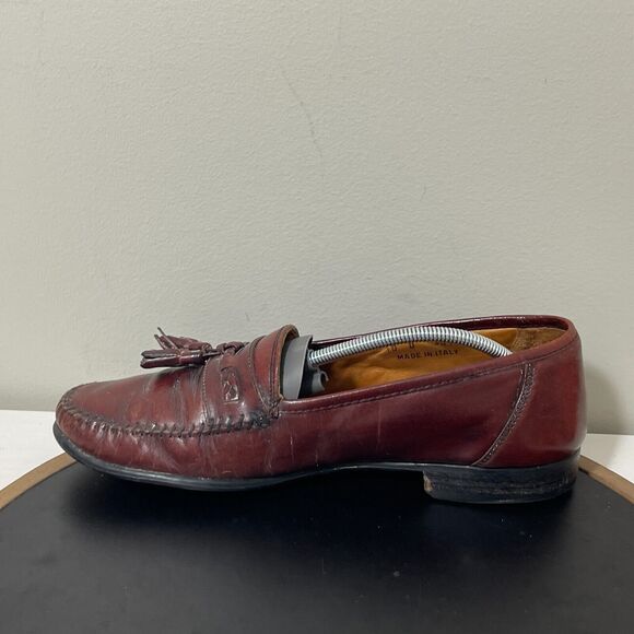 Florsheim Mens Tassel Loafers Burgundy Leather Made in Italy 10 D Dress Shoe main image 11